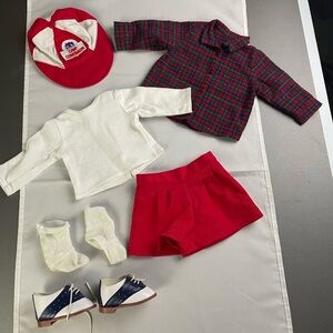 American Girl Doll CAMP GOWONAGIN Outfit Hat Shorts Shirt Shoes Socks Flannel